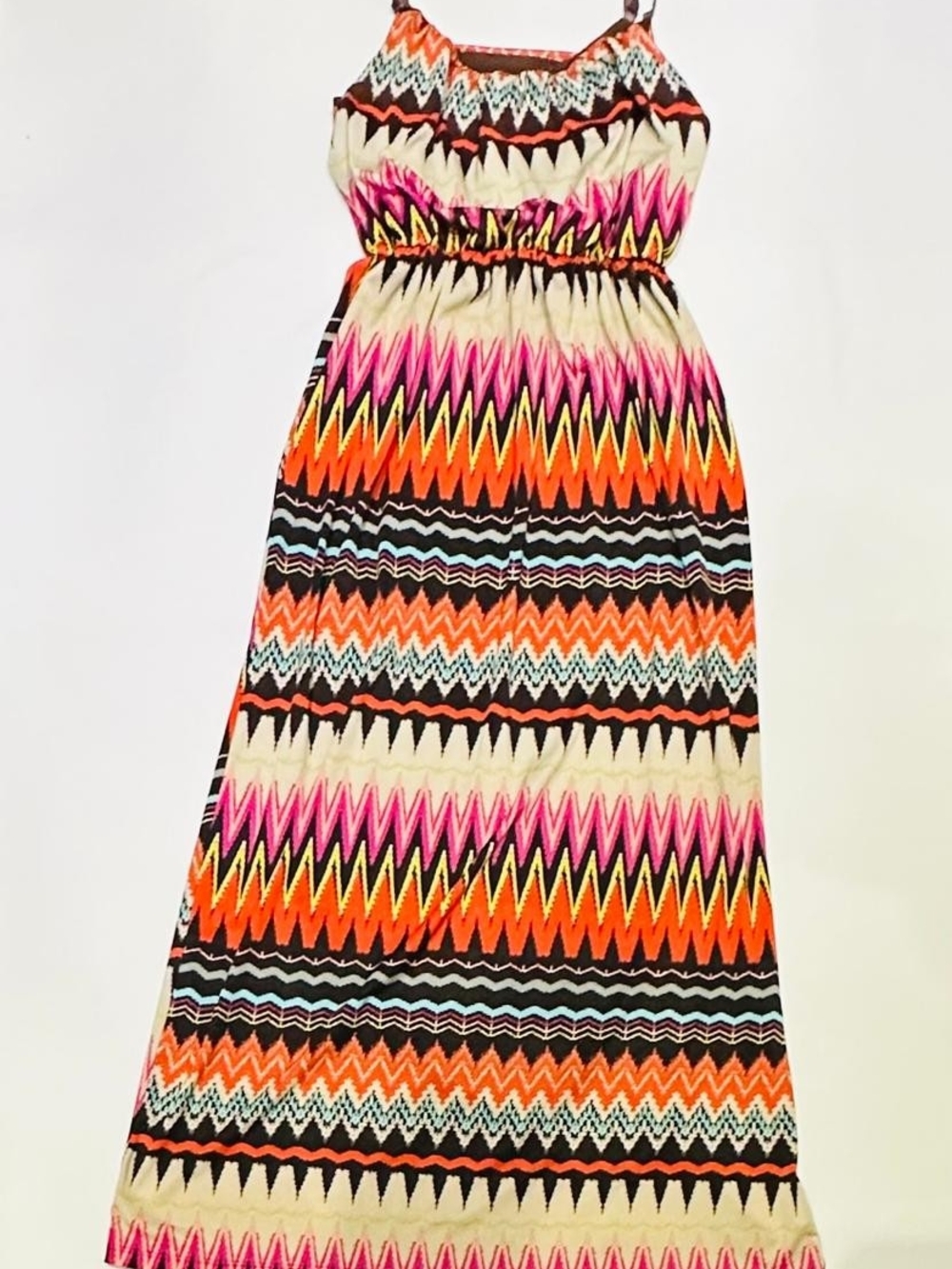 Speed Control Zigzag Chevron Maxi Dress in Pink, Orange & Black - Picture 2 of 9